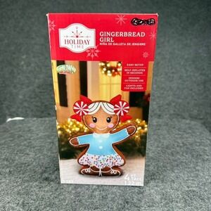Holiday Time 4 FT Christmas Gingerbread Girl Airblown Inflatable Decoration NEW